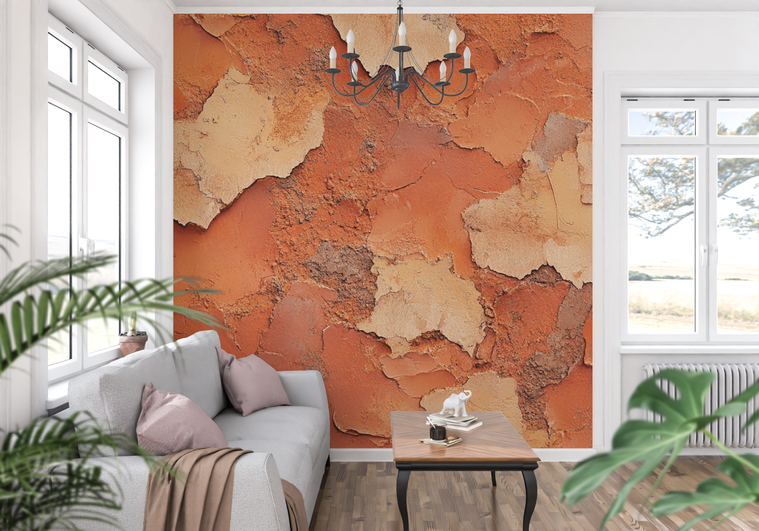 Terracotta and Natural Ochre Wallpaper | Murals Wallpaper