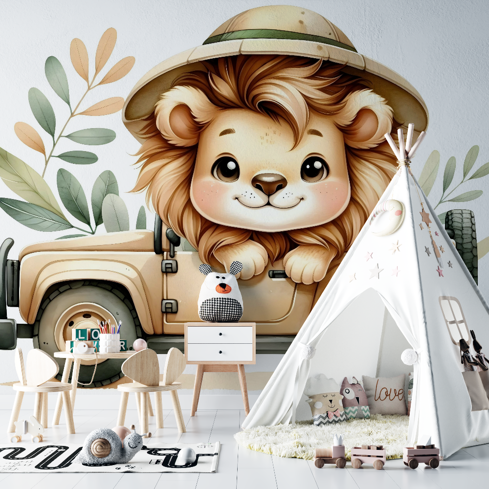 Safari Lion Wallpaper for Kids | Murals Wallpaper