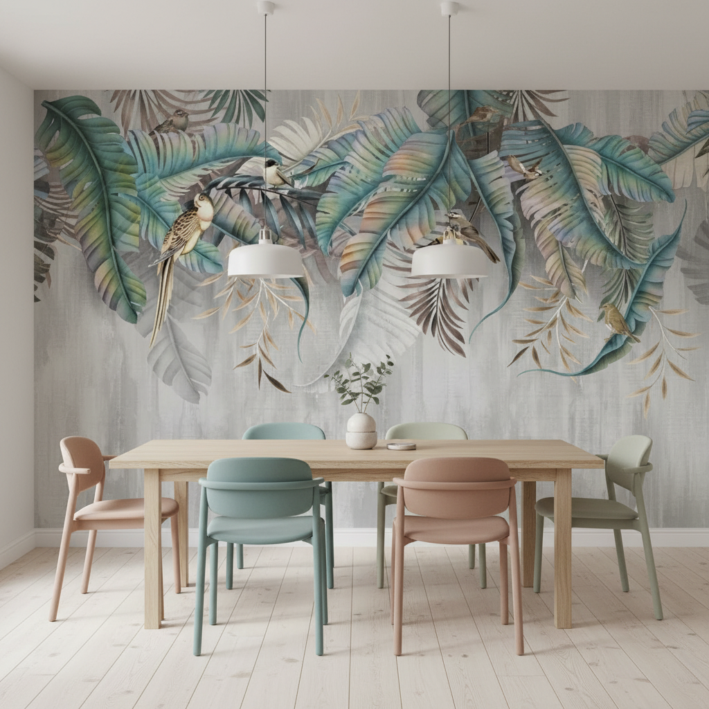 Mural Sublime Leaf Bird Wallpaper