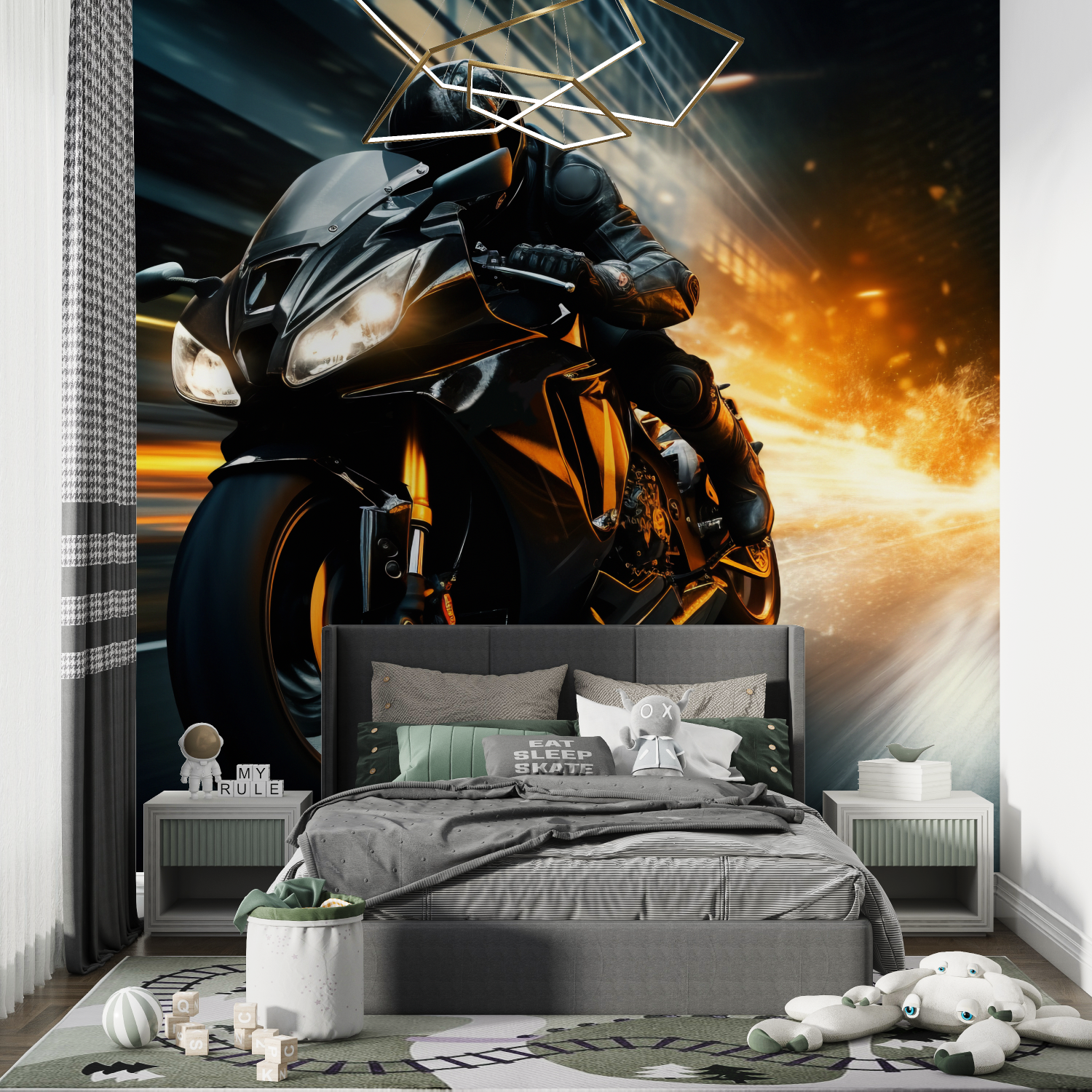 Racing Motorcycle Wallpaper Night | Murals Wallpaper