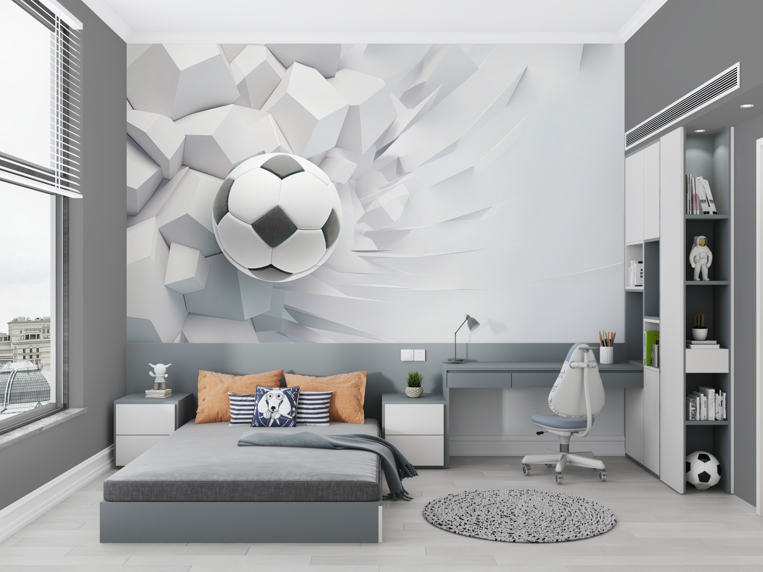 3D White Soccer Wallpaper | Murals Wallpaper