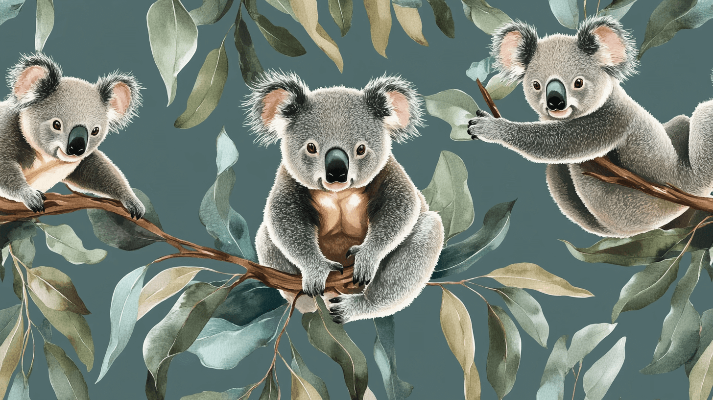 Weightless Koala and Leaf Wallpaper | Murals Wallpaper