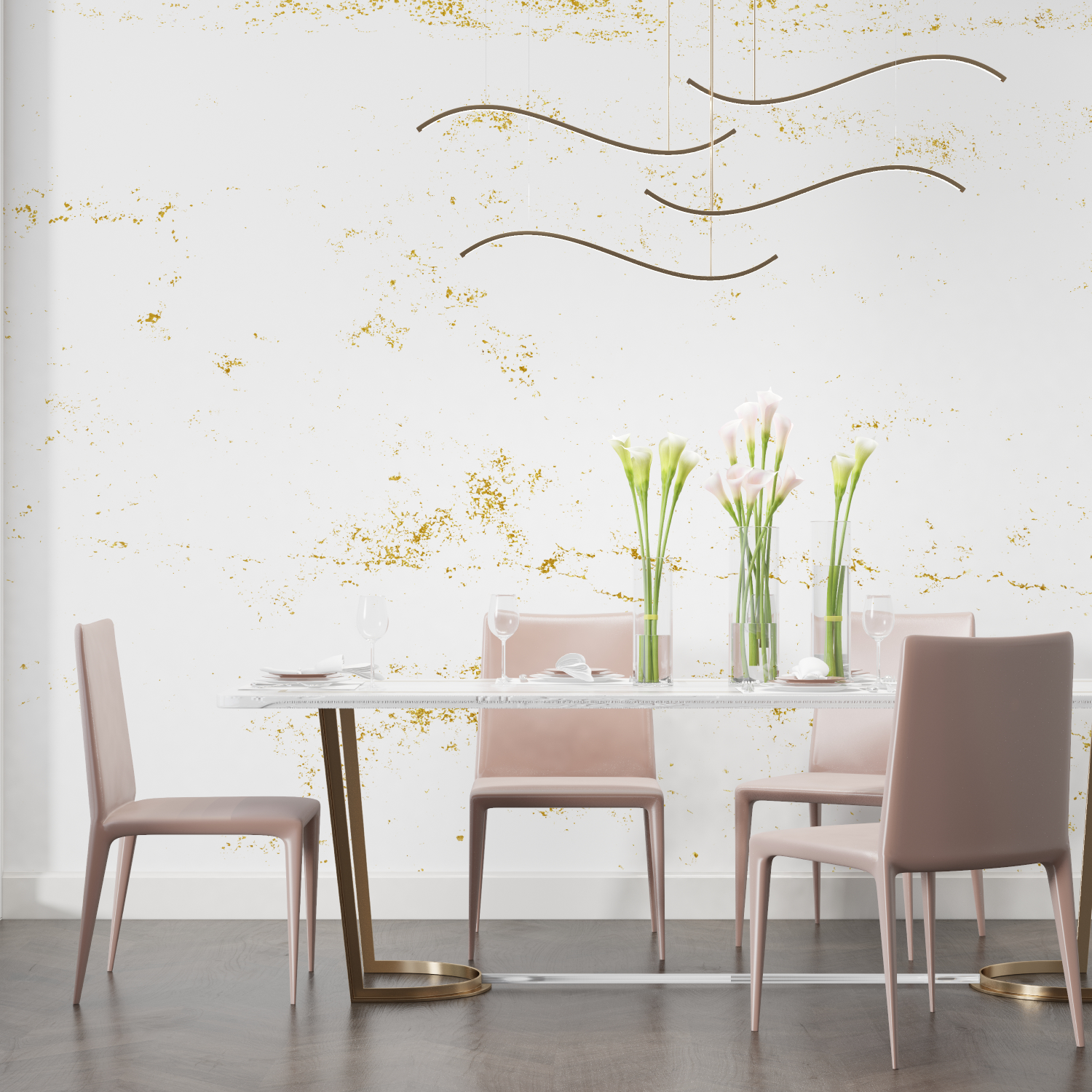 Gold Glitter White Wallpaper | Murals Wallpaper