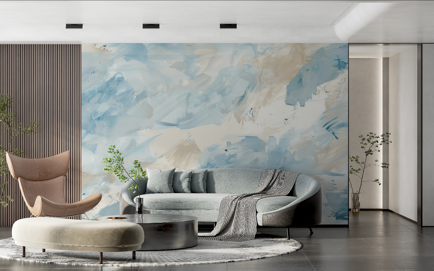 Blue and Beige Wallpaper | Murals Wallpaper