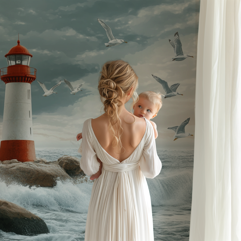 Lighthouse & Seagulls Wallpaper | Murals Wallpaper