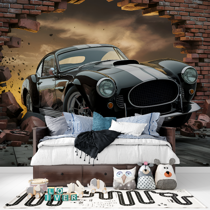 Papier peint voiture ado noir tapisserie pour ado