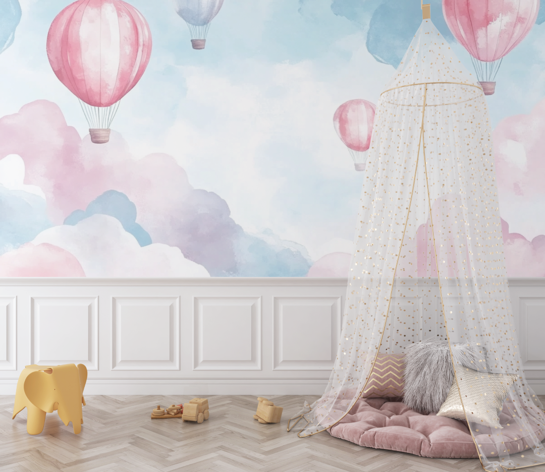 Hot Air Balloon and Spring Sky Wallpaper | Murals Wallpaper