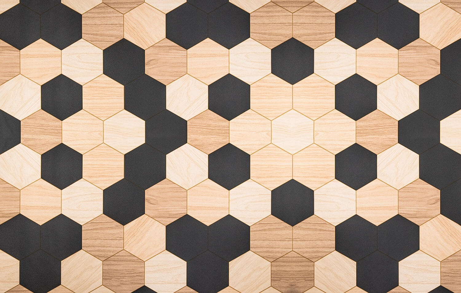 Black Hexagon Wood Wallpaper | Murals Wallpaper