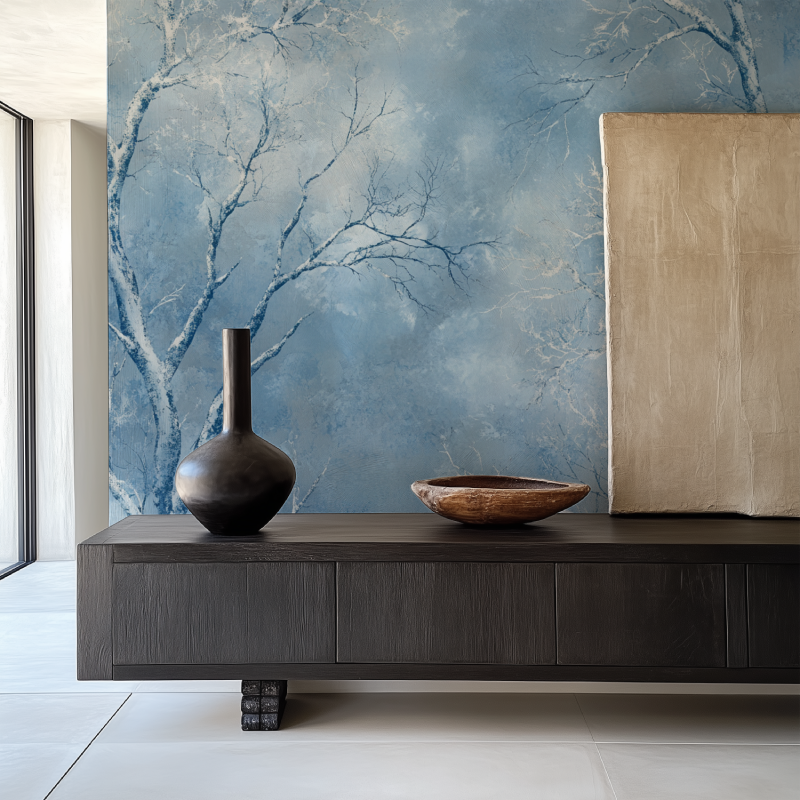 Frosted Blue Tree Wallpaper | Murals Wallpaper