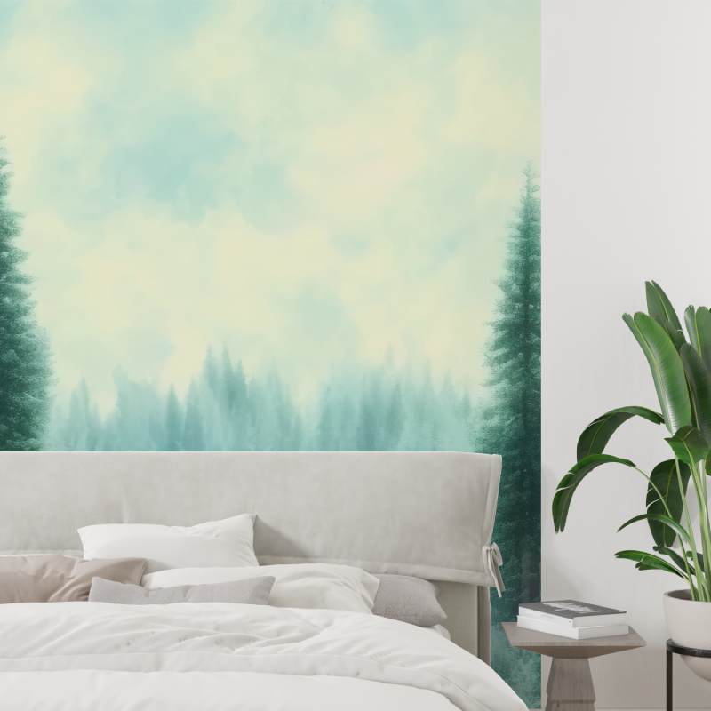 Watercolor Forest Pine Wallpaper | Murals Wallpaper