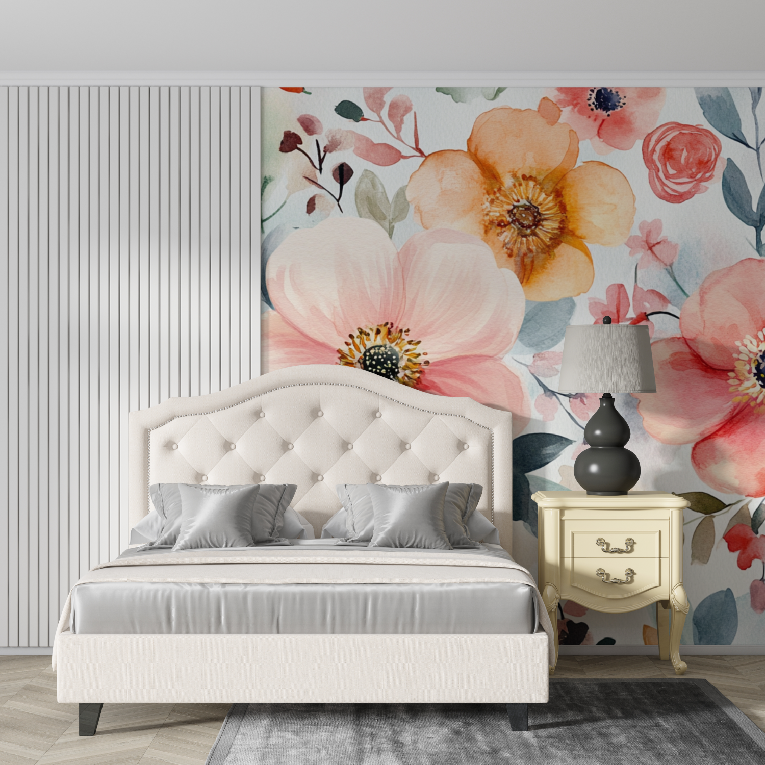 Delicate Bohemian Floral Watercolor Wallpaper | Murals Wallpaper