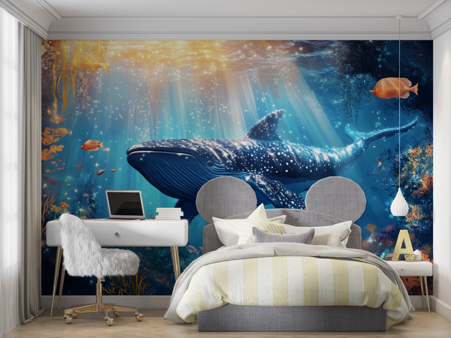Blue Whale Nautical Wallpaper | Murals Wallpaper