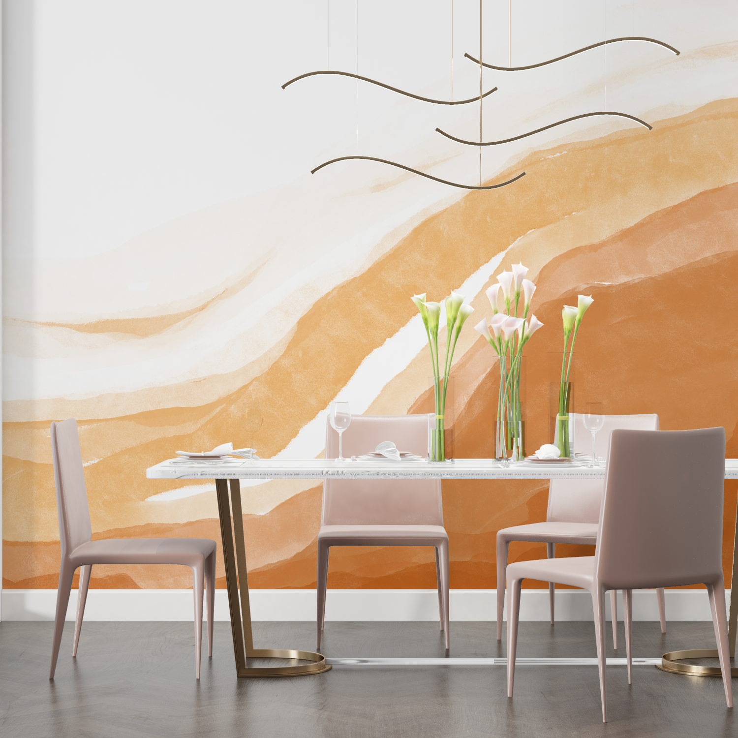 Papier Peint Terracotta Et Or - Salon