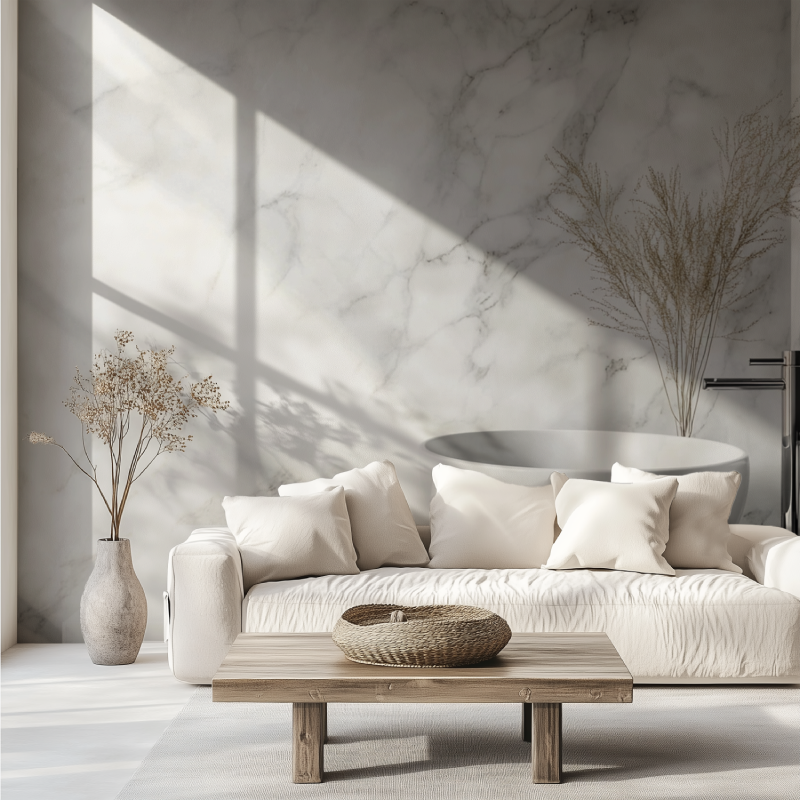 Papier peint wc trompe l oeil canape tendance