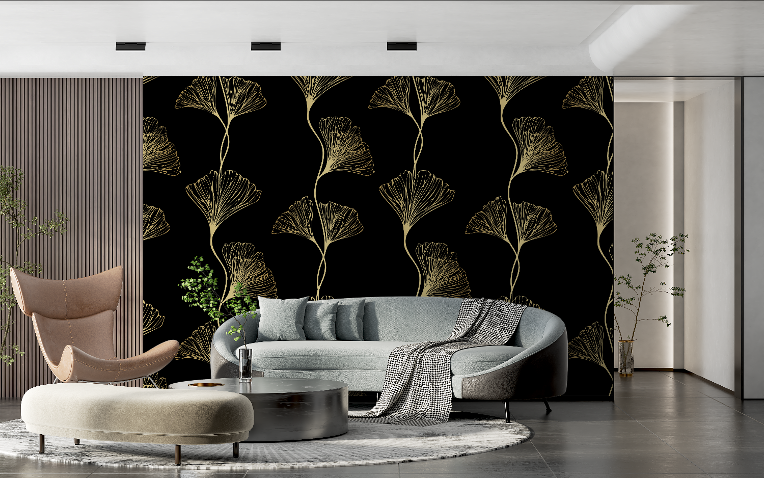 Ginkgo Gold Pattern Wallpaper | Murals Wallpaper