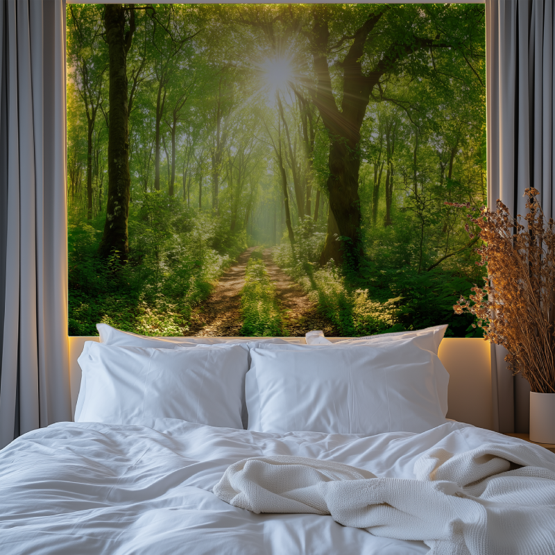 Sunny forest mural wallpaper chambre premium