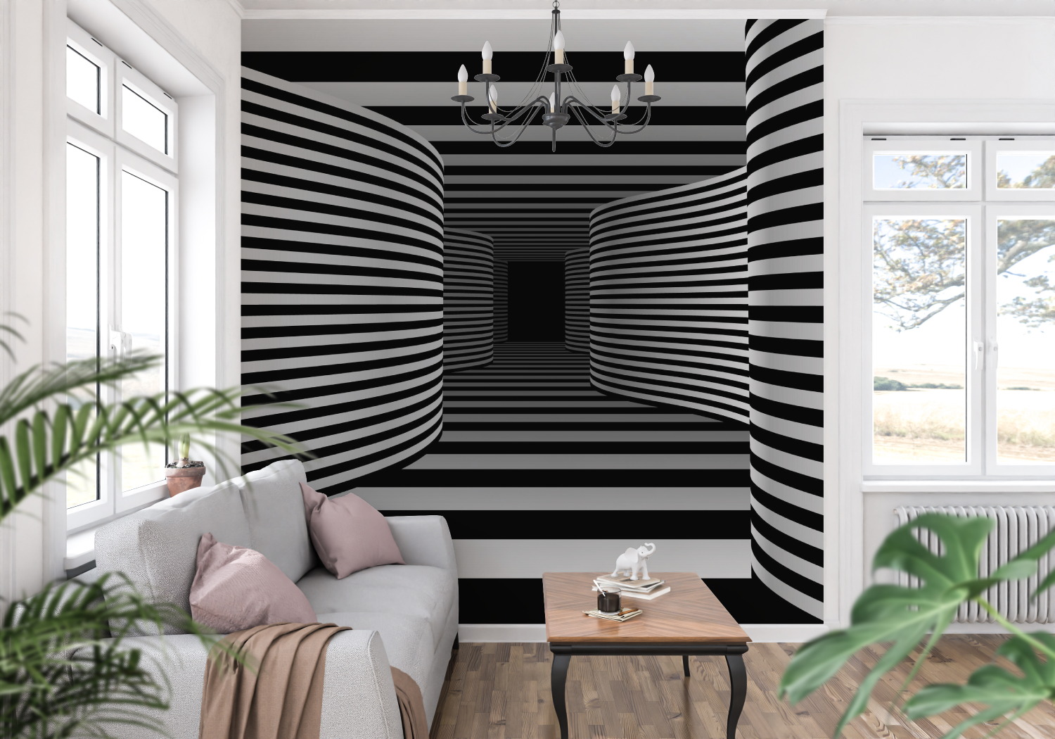 Moderne 3D-Trompe-l'Oeil-Tapete | Wandgemälde-Hintergrundbild