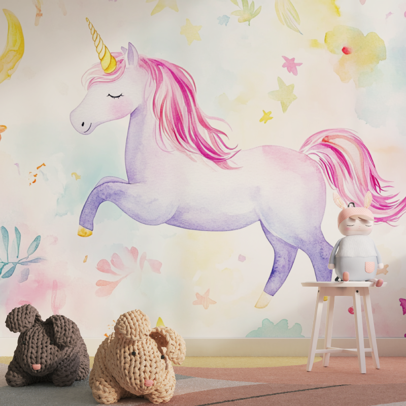 Fairy White Unicorn Wallpaper | Murals Wallpaper