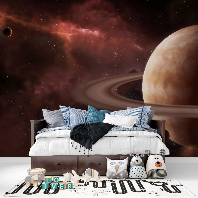 Moon Saturn Space Wallpaper Bedroom | Murals Wallpaper