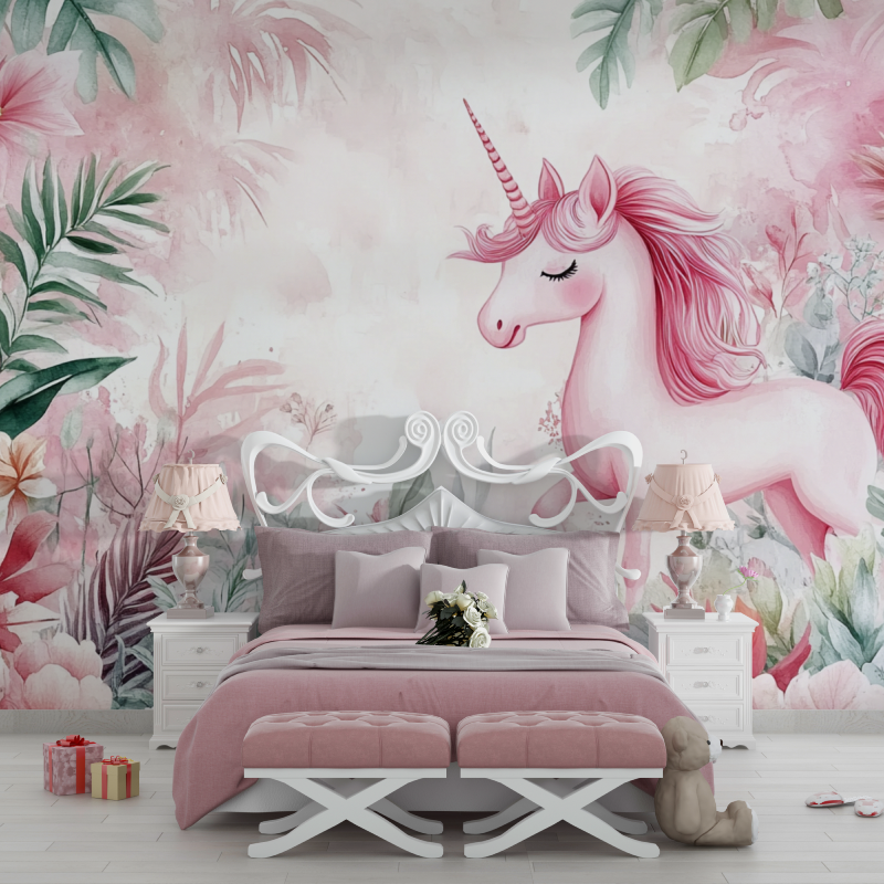 Princess Unicorn Tropical Garden Wallpaper | Murals Wallpaper