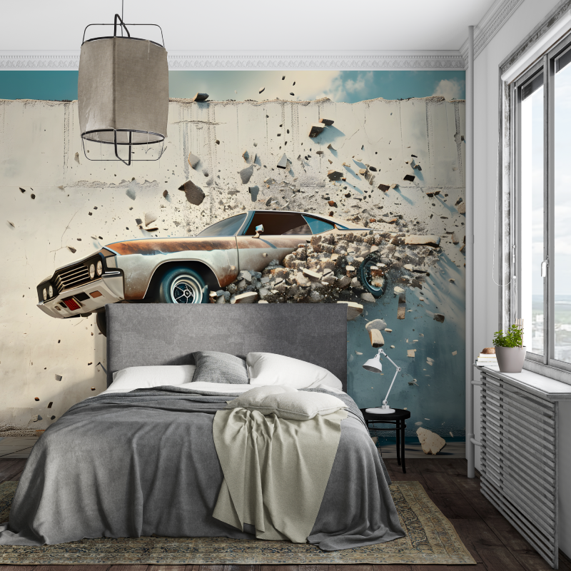 XXL-Tapete mit weißem Auto | Wandbildtapete