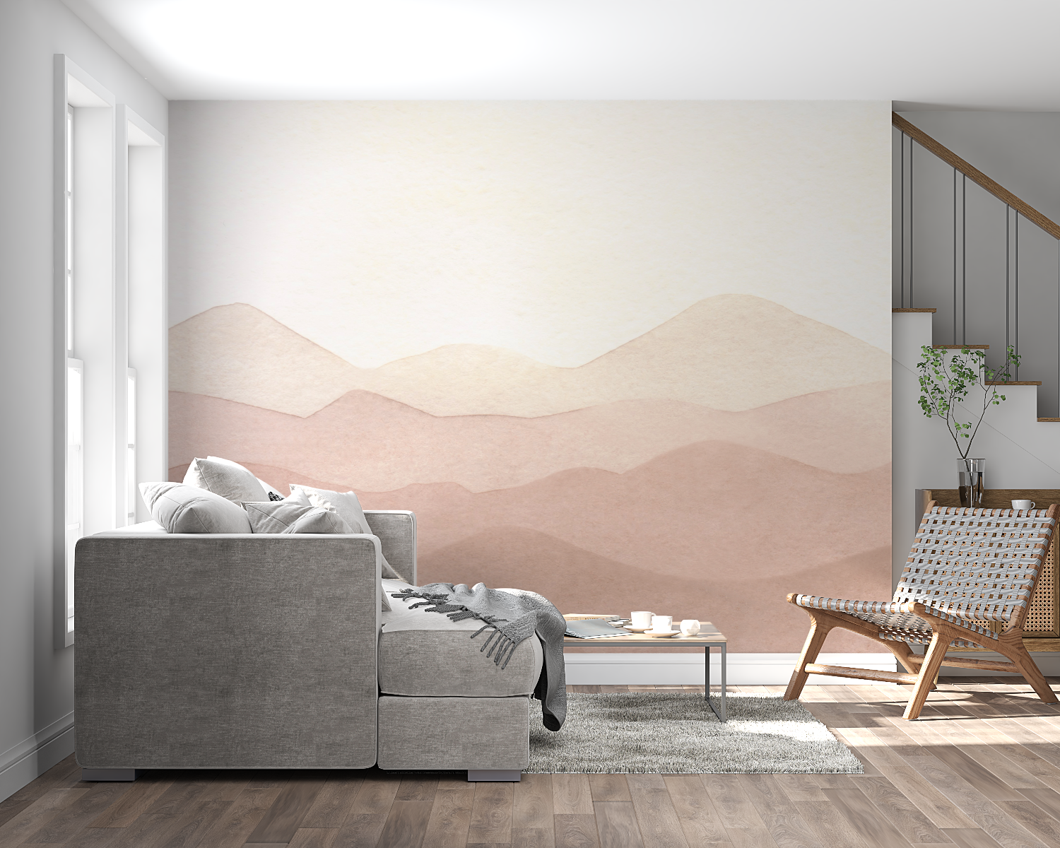 Cozy Minimalist Mountain Neutral Wallpaper | Murals Wallpaper