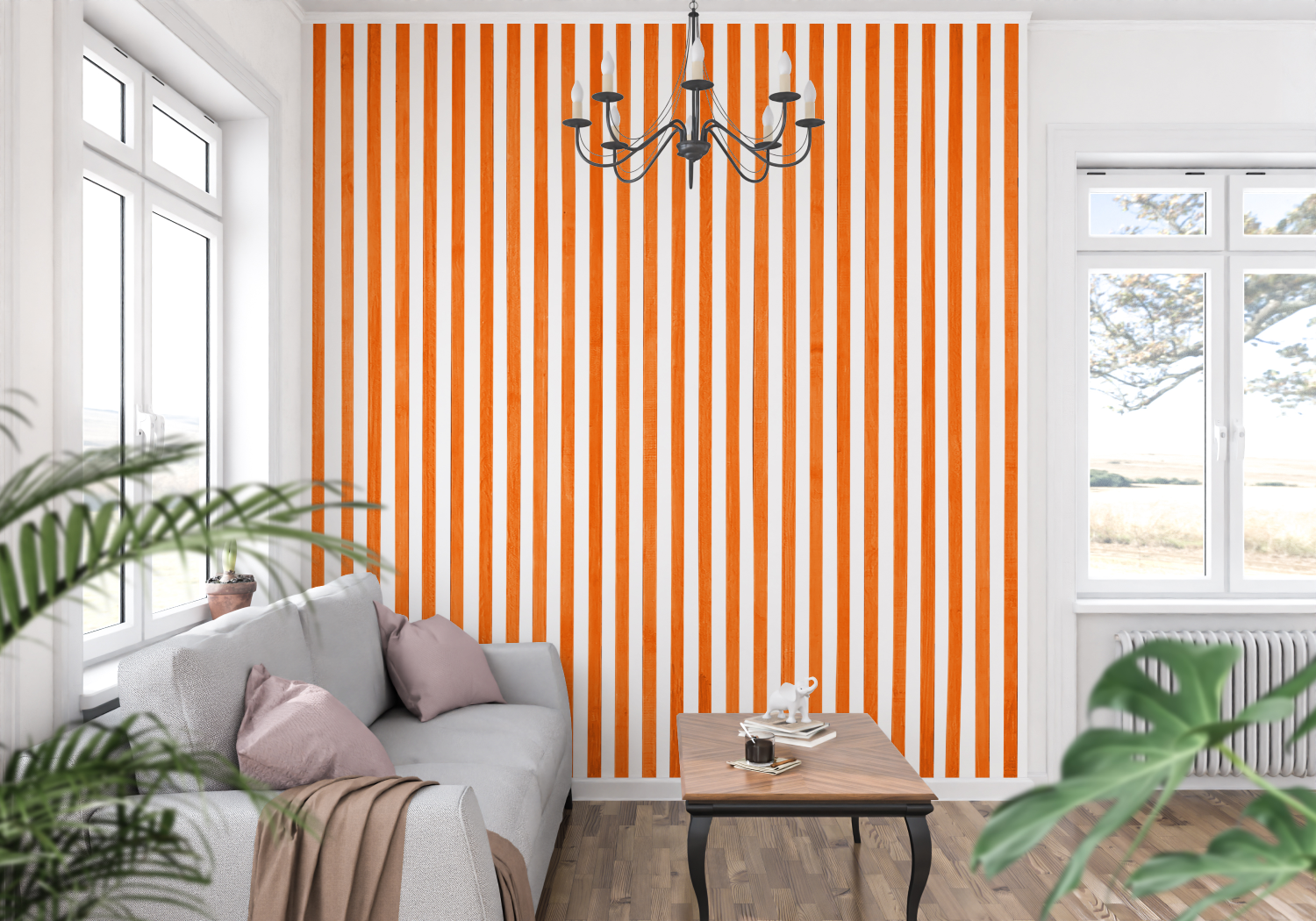 Terracotta Striped Wallpaper | Murals Wallpaper