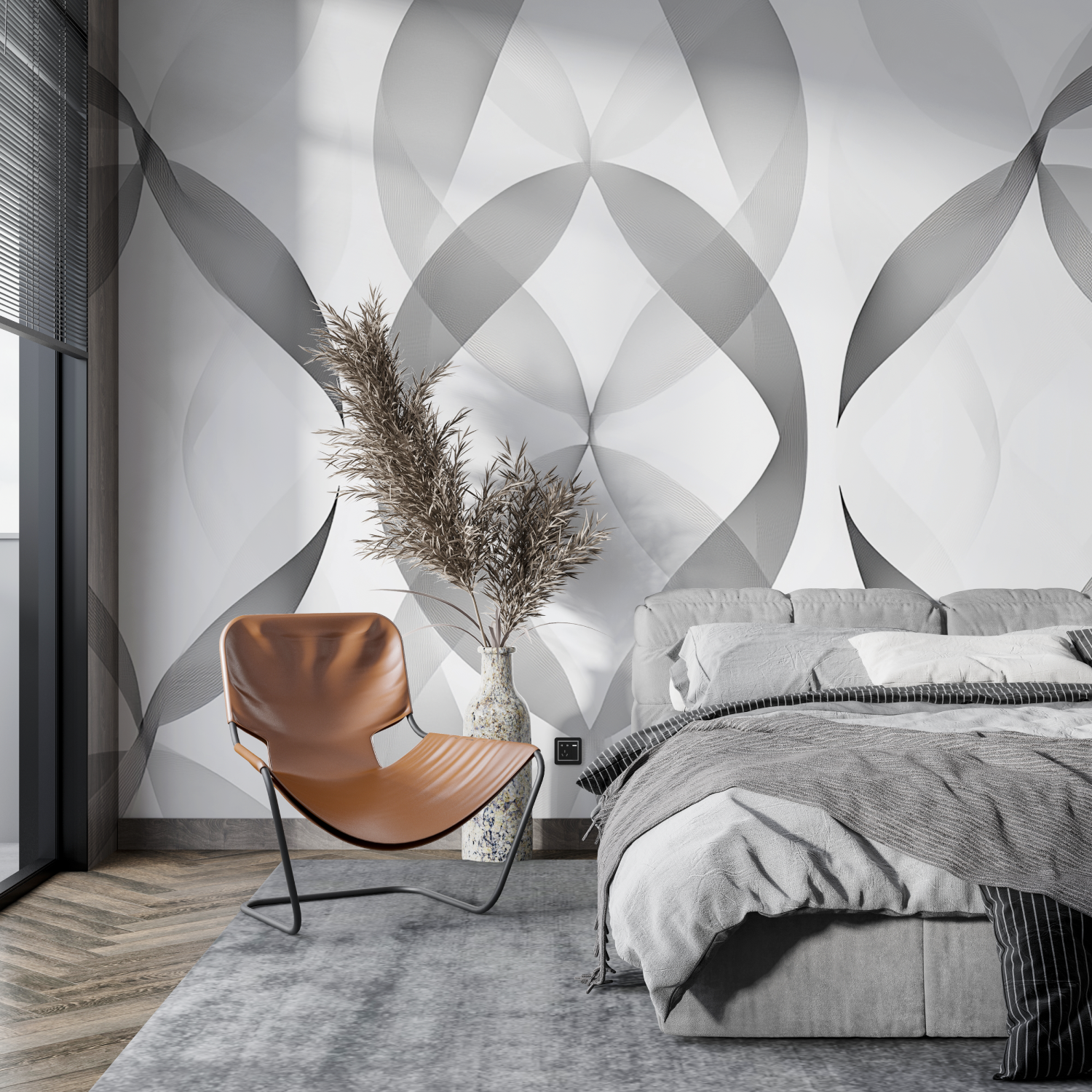 Grafische graue Tapete | Wandbildtapete