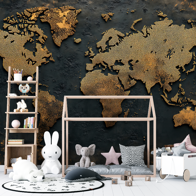 Papier peint panoramique carte du monde 12