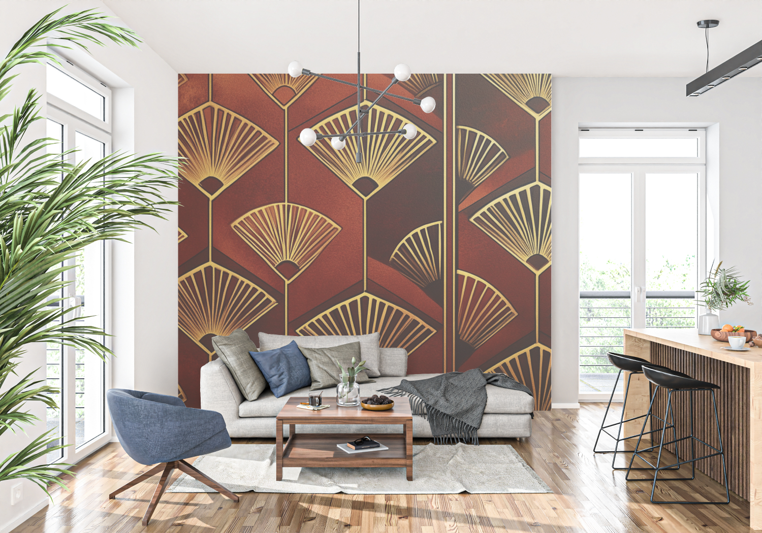 Papel de Parede Tendência Art Deco Terracotta | Papel de Parede Murals
