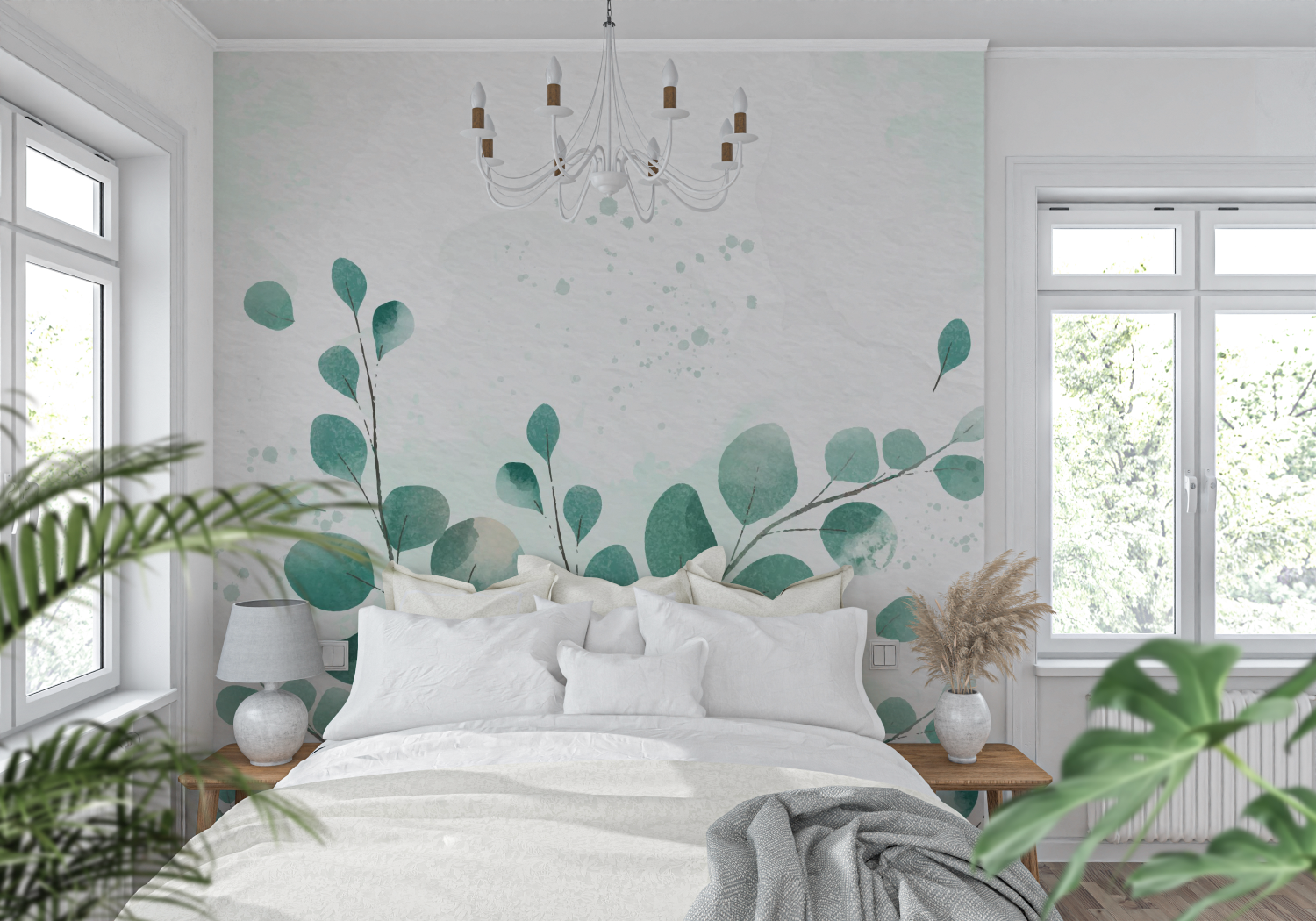 Eukalyptusgrüne Tapete | Wandtapete