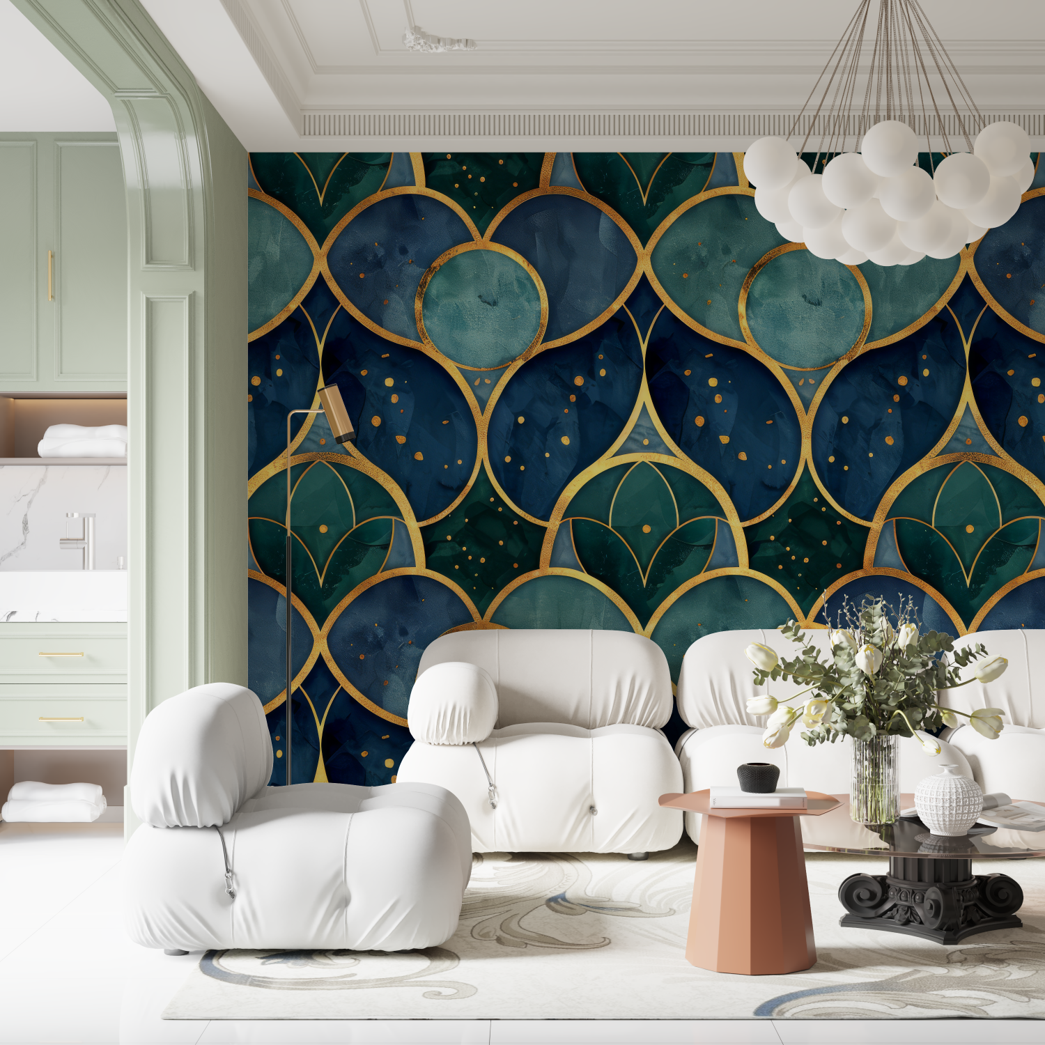 Art Deco Blue Green Wallpaper | Murals Wallpaper