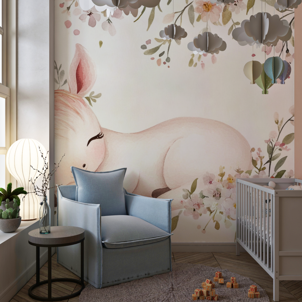 Unicorn Wallpaper Baby Girl Room Flower Nest | Murals Wallpaper