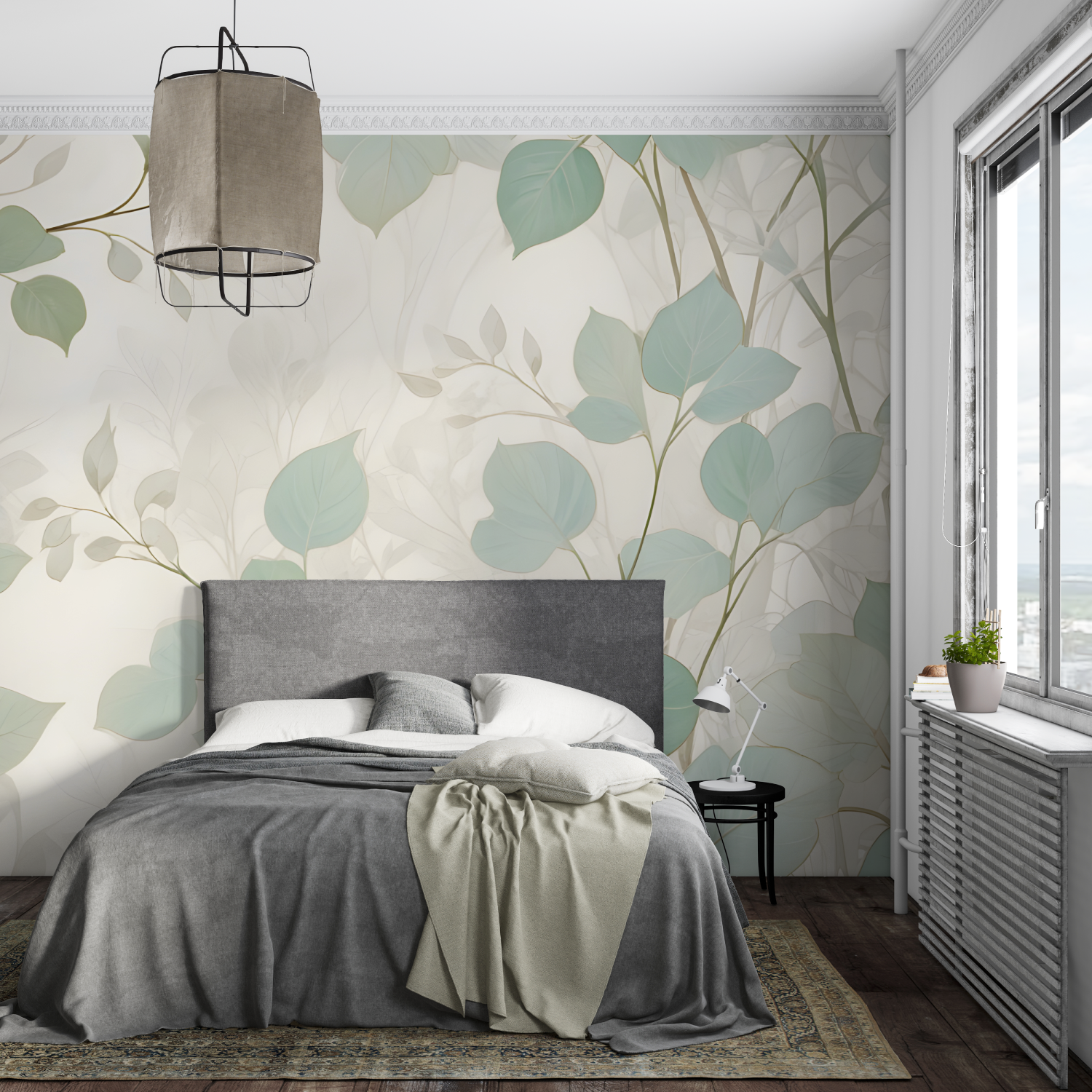 Aqua Green Wallpaper for Living Room | Murals Wallpaper