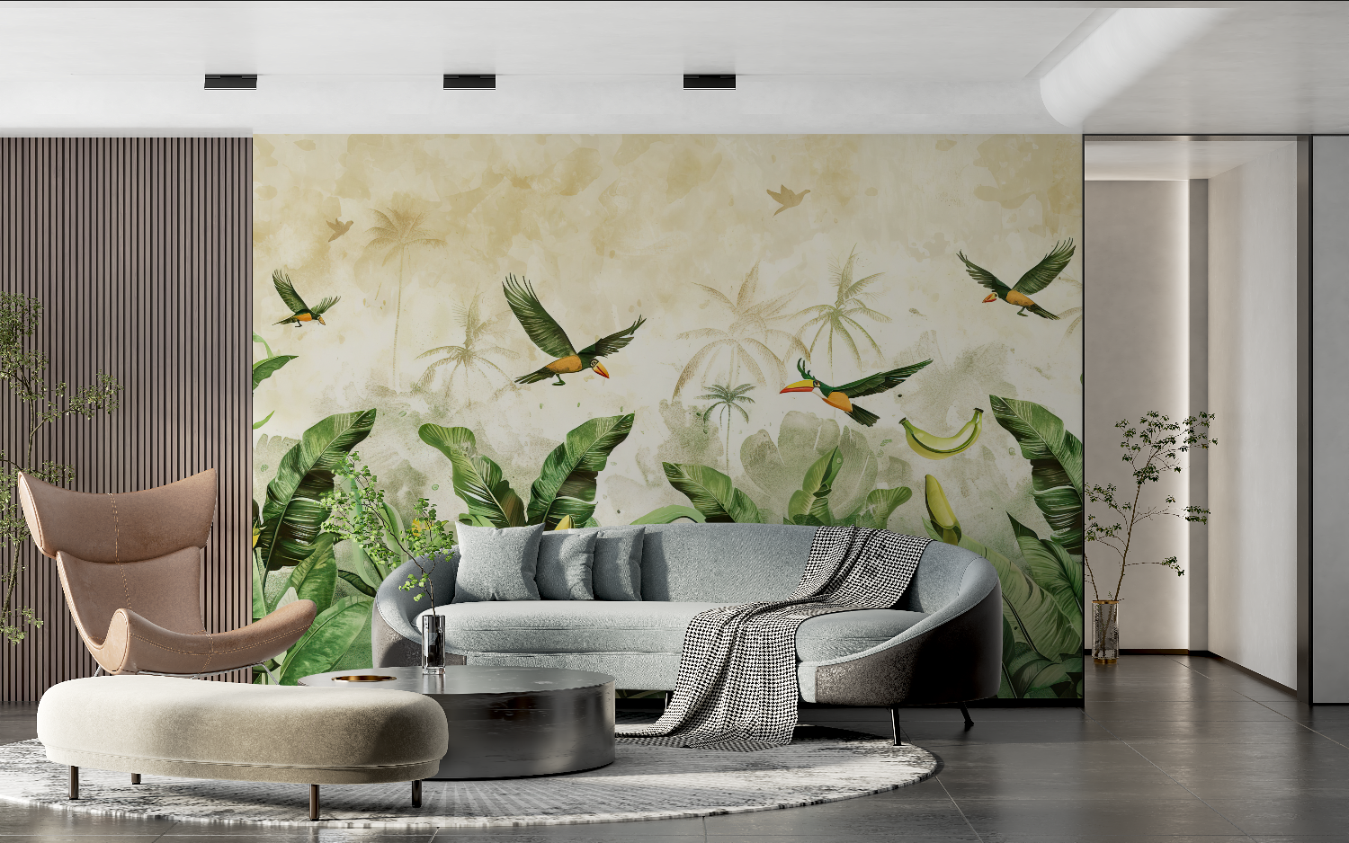 Watercolor Jungle Wallpaper Large Panel | Murals Wallpaper