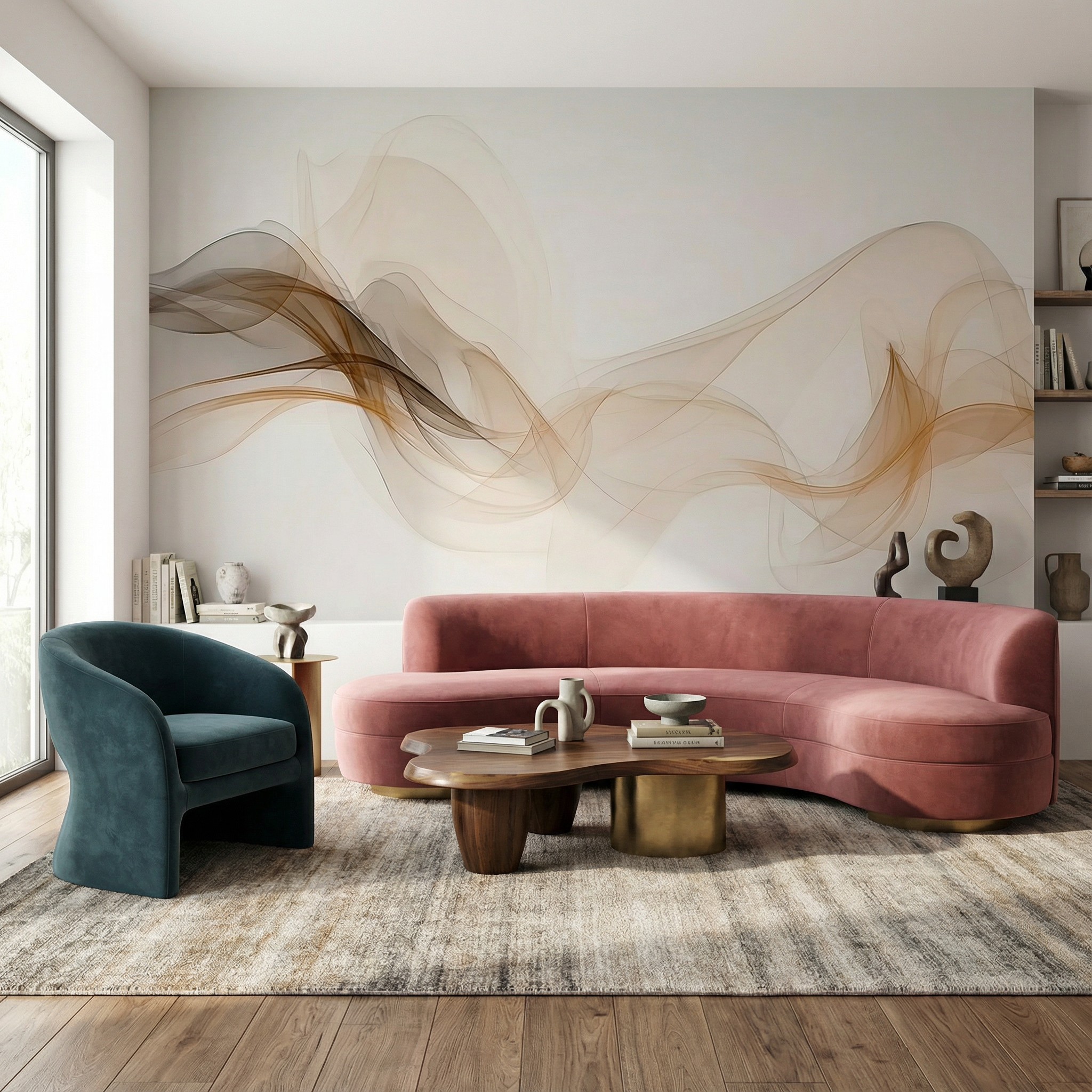 Amber Flow Abstract Mural Wallpaper