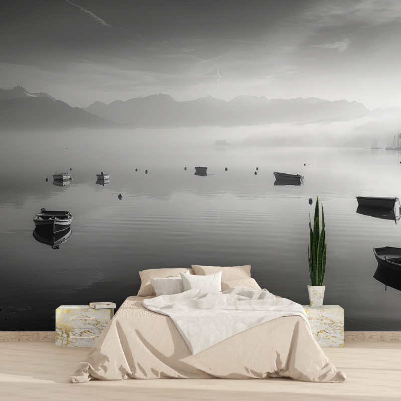 Black and White Wallpaper Lake Annecy | Murals Wallpaper