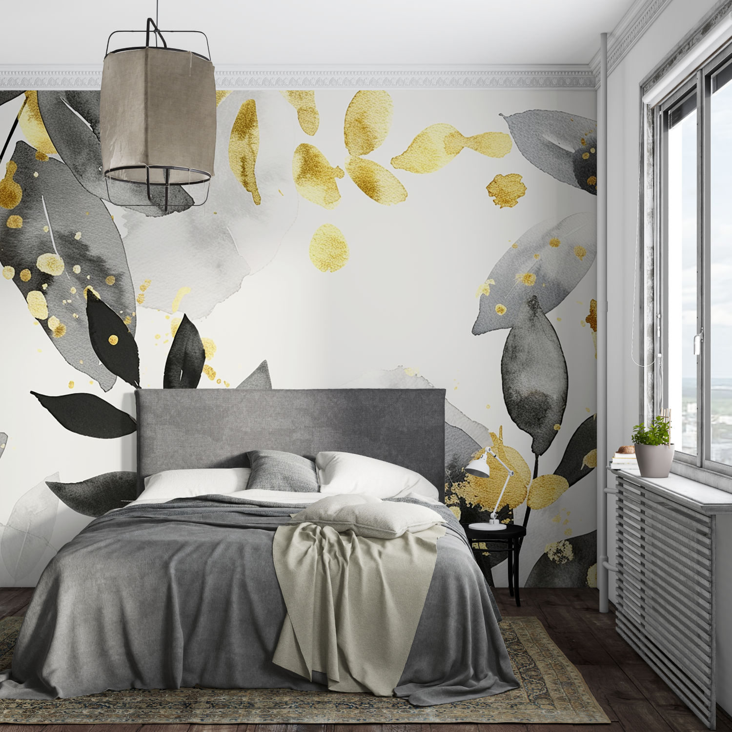 Gray Yellow Wallpaper | Murals Wallpaper