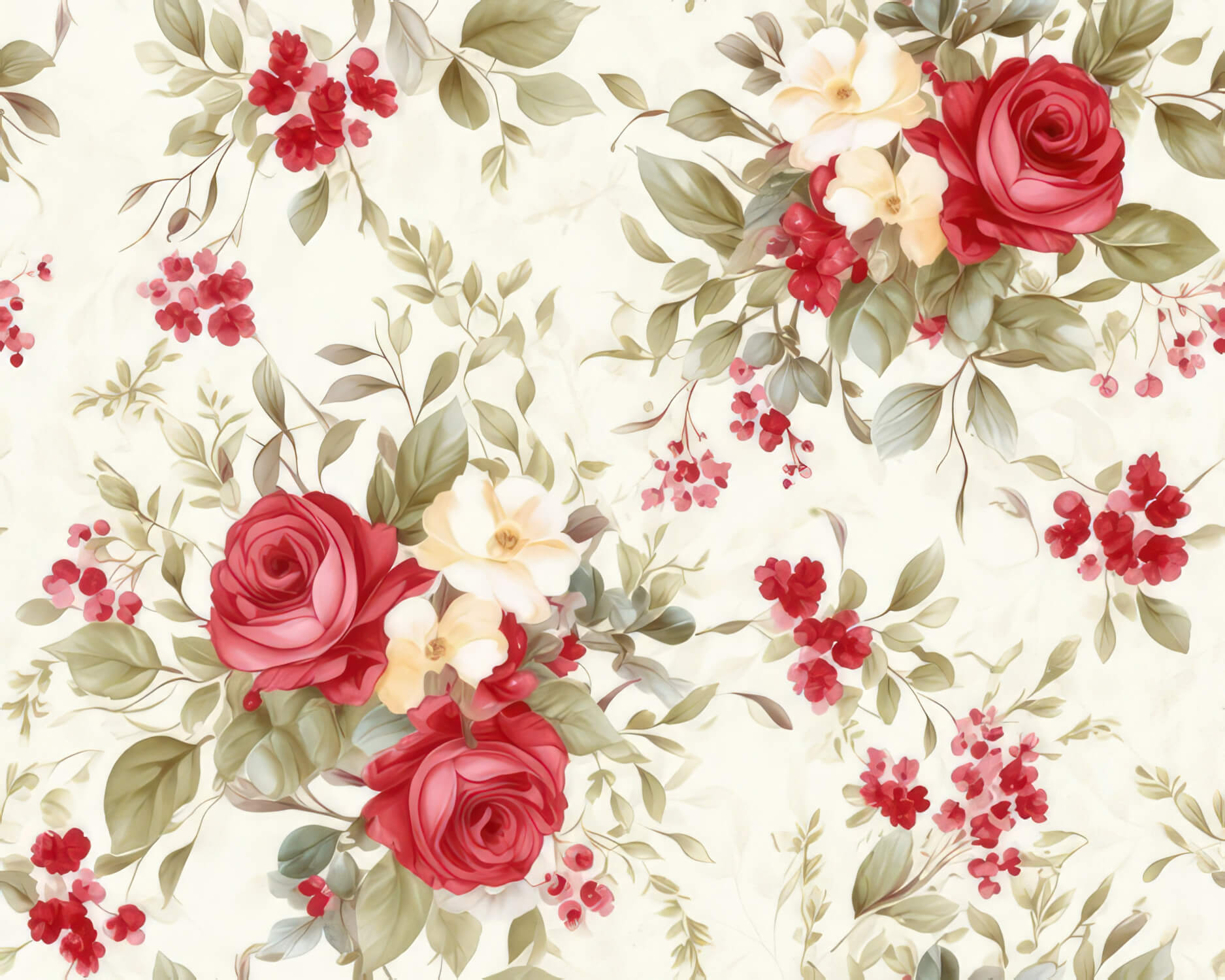 Red and White Floral Wallpaper | Murals Wallpaper