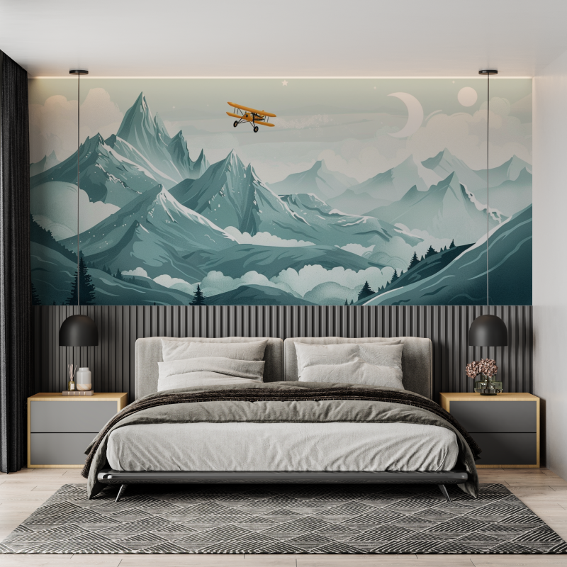 Skandinavische Flugzeug Tapete für Kinder | Wandbilder Tapete