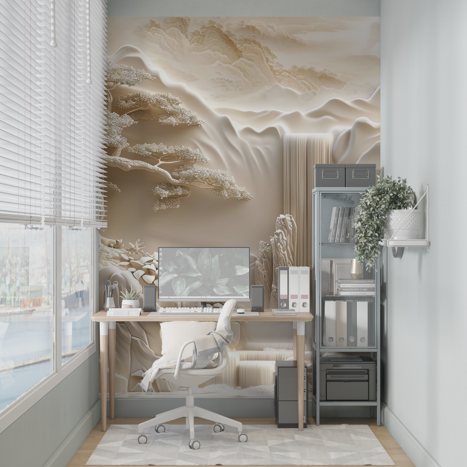 Zen-Tapete mit Trompe-l'oeil-Effekt - leroy merlin