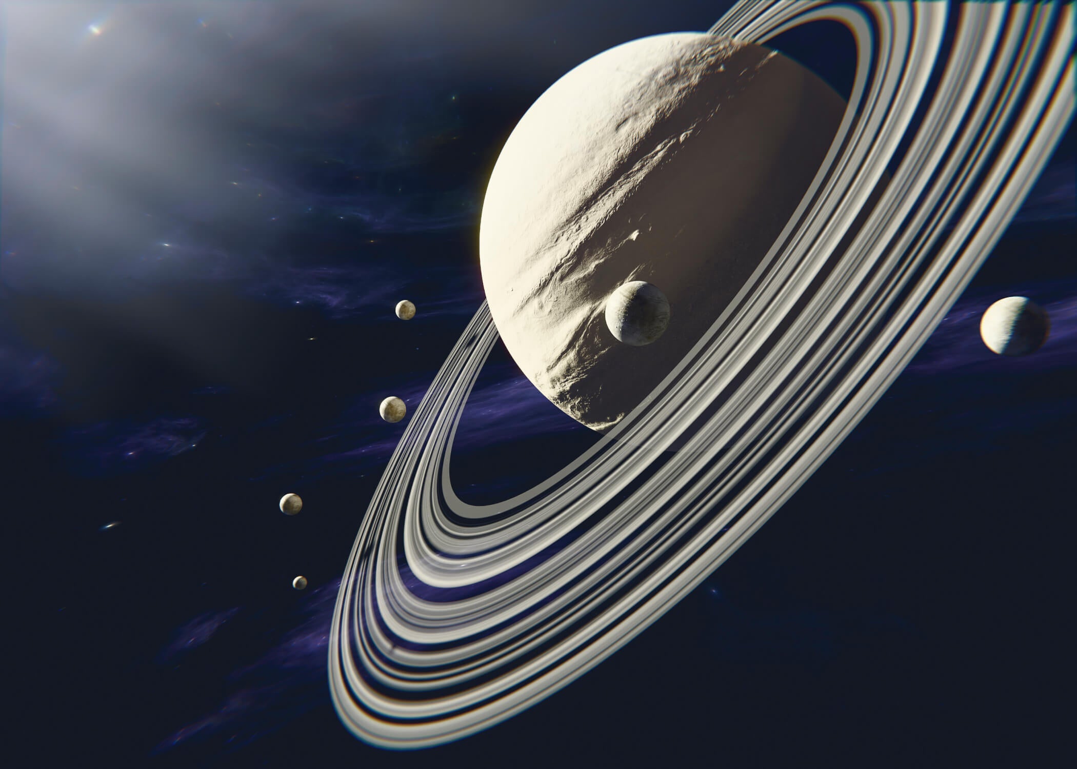Moon and Saturn Space Wallpaper | Murals Wallpaper