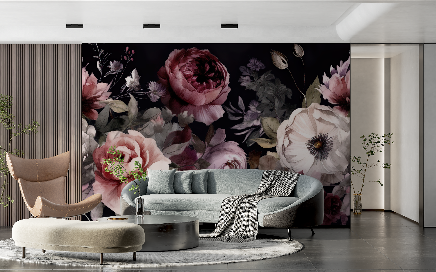 Large Flower Wallpaper Black Background | Murals Wallpaper