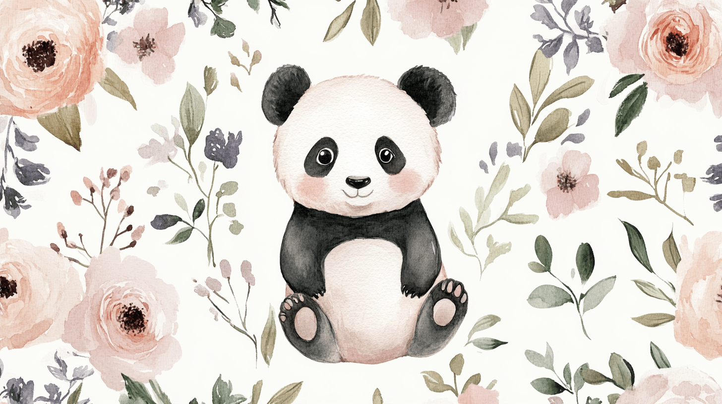 Panda and Wildflower Wallpaper | Murals Wallpaper