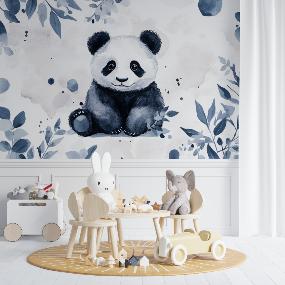 Panda Tapete mit minimalistischen Mustern | Wandbilder Tapete