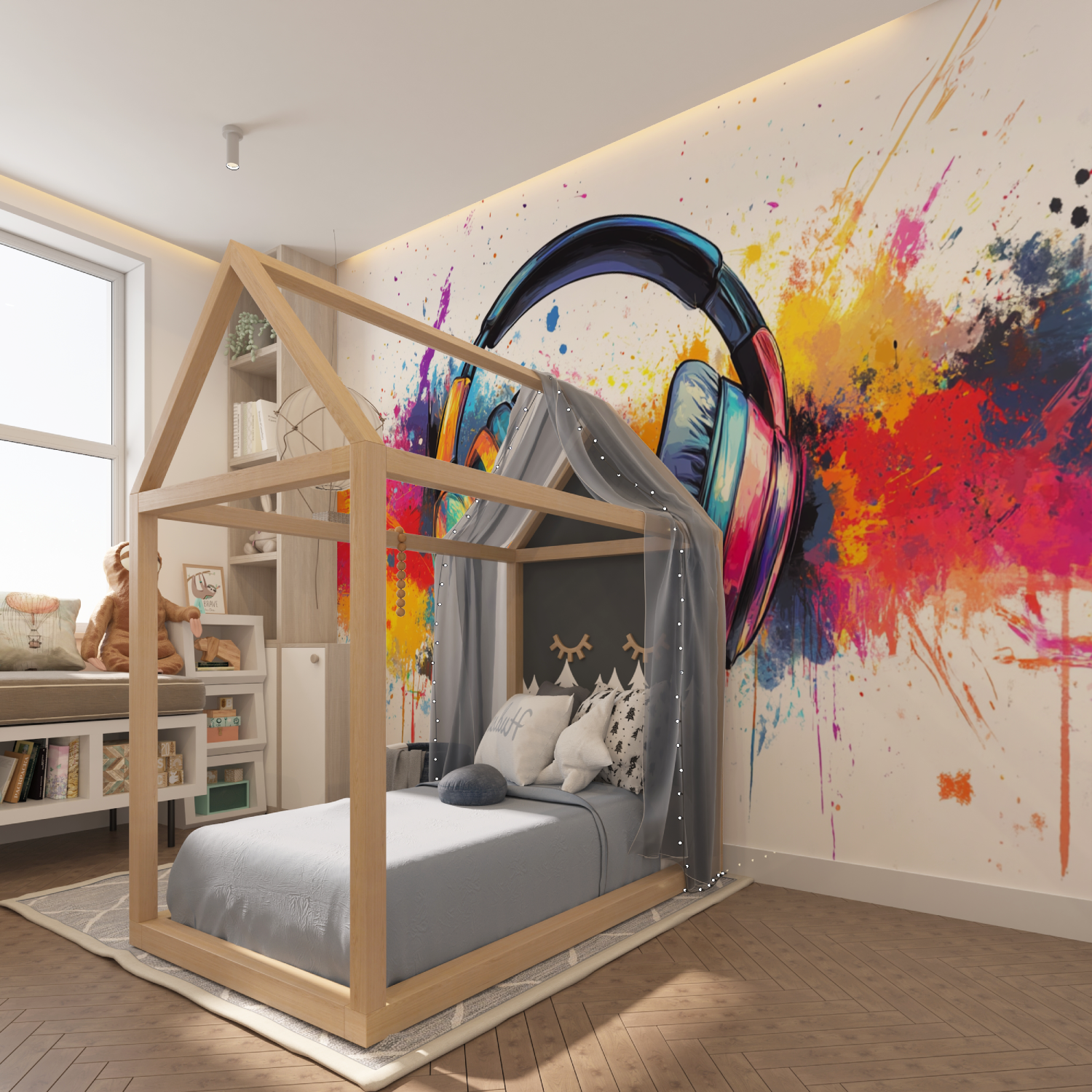 Tapeten-Casque-Kunst-Graffiti-Tapisserie-Held