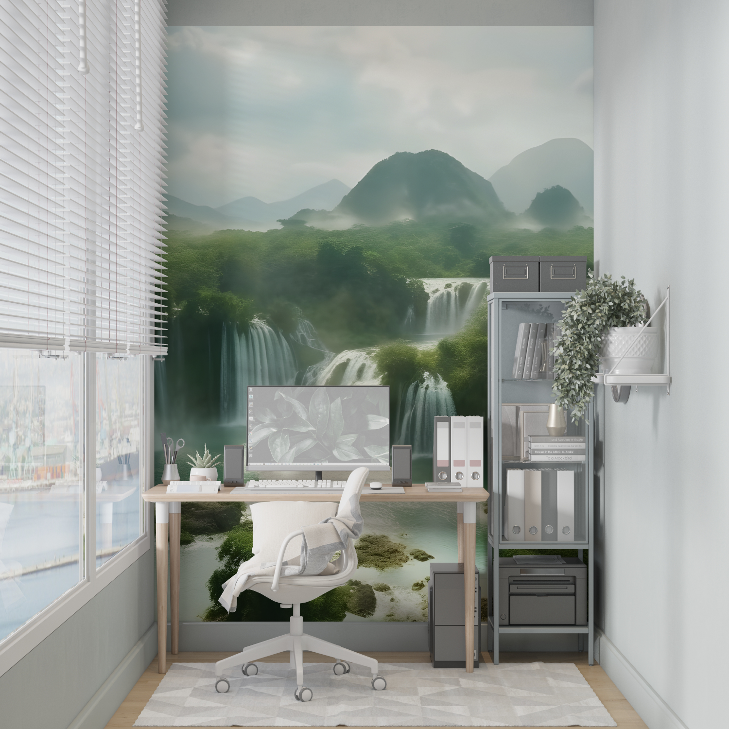 Papier peint aquarelle cascade douce merlin leroy