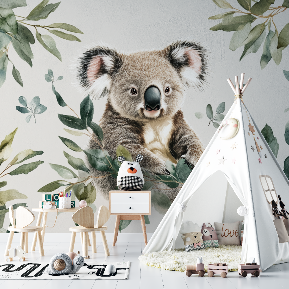 Sanftes Erwachen – Koala-Hintergrundbild | Wandbild