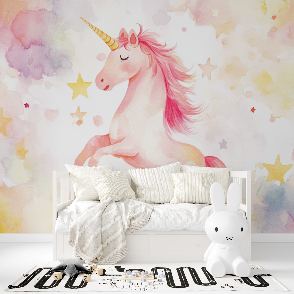 Solar Yellow Unicorn Wallpaper Poster | Murals Wallpaper
