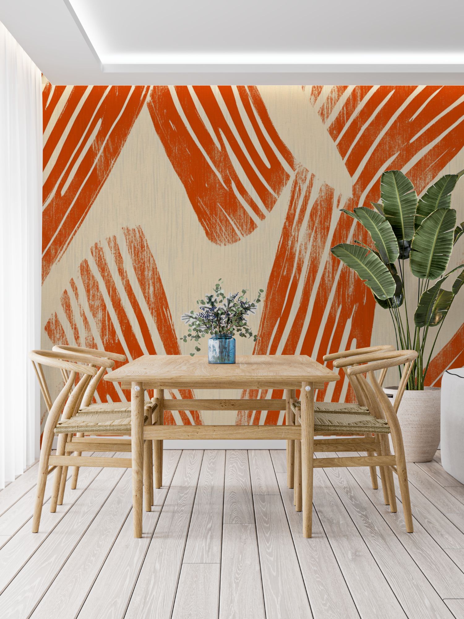 Terracotta and Beige Abstract Wallpaper | Murals Wallpaper